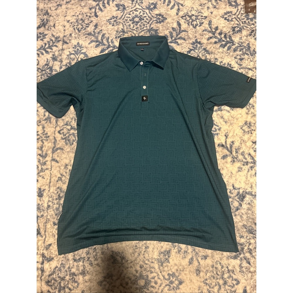 BYRD GANG BYRDGANG  Golf Polo Shirt Sz Medium Graphic Print Performance